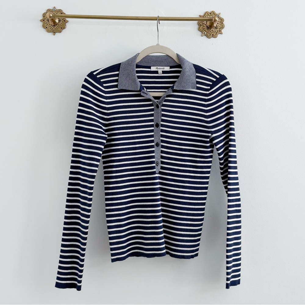 Madewell Signature Knit Polo Stripe Tee Small